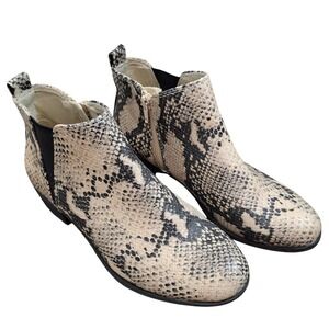 So Hannah Snake Print Ankle Boots Side Zip Elastic Chelsea Bootie Women US 7 M